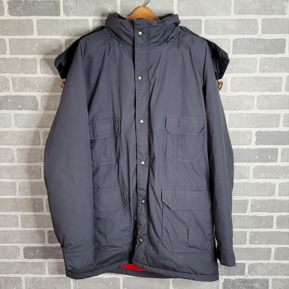 Woolrich Vintage Made in USA Blue Parka Jacket Winter Coat Mens Size XL Long